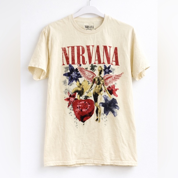 NIRVANA Other - Nirvana In Utero Graphic Band T-Shirt Cream Vintage Wash Size S
